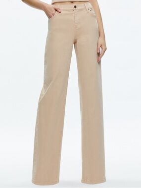 Alice + Olivia Ernie Low Rise Buckle Back Jean Almond Size 26